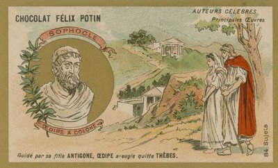 Sophocles, Greek Playwright, and a Scene from His Play Oedipus at Colonus by European School